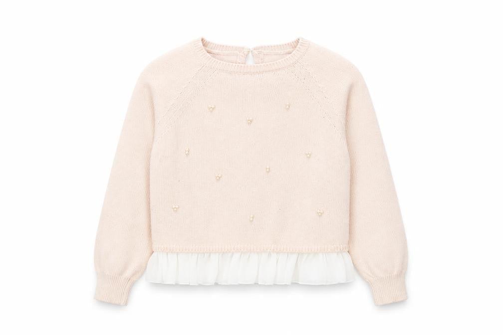 NEXT Girls Pink Round Neck Nylon Pullover Jumper Size 9 Years Button