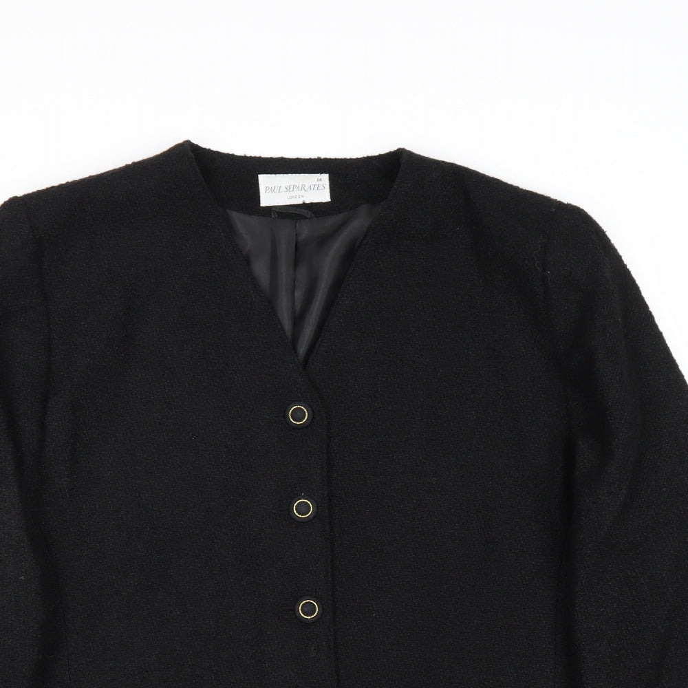 Paul Seperates Womens Black Jacket Blazer Size 14 Button
