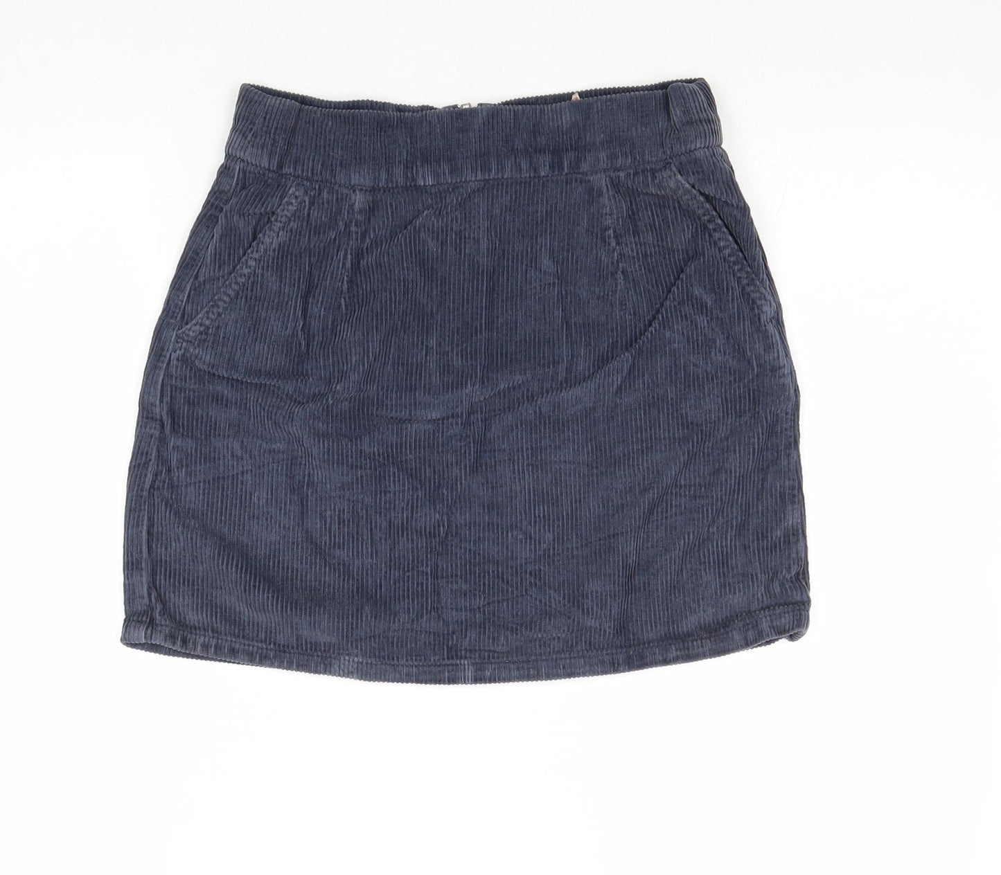 Topshop Womens Blue Cotton A-Line Skirt Size 26 in Zip