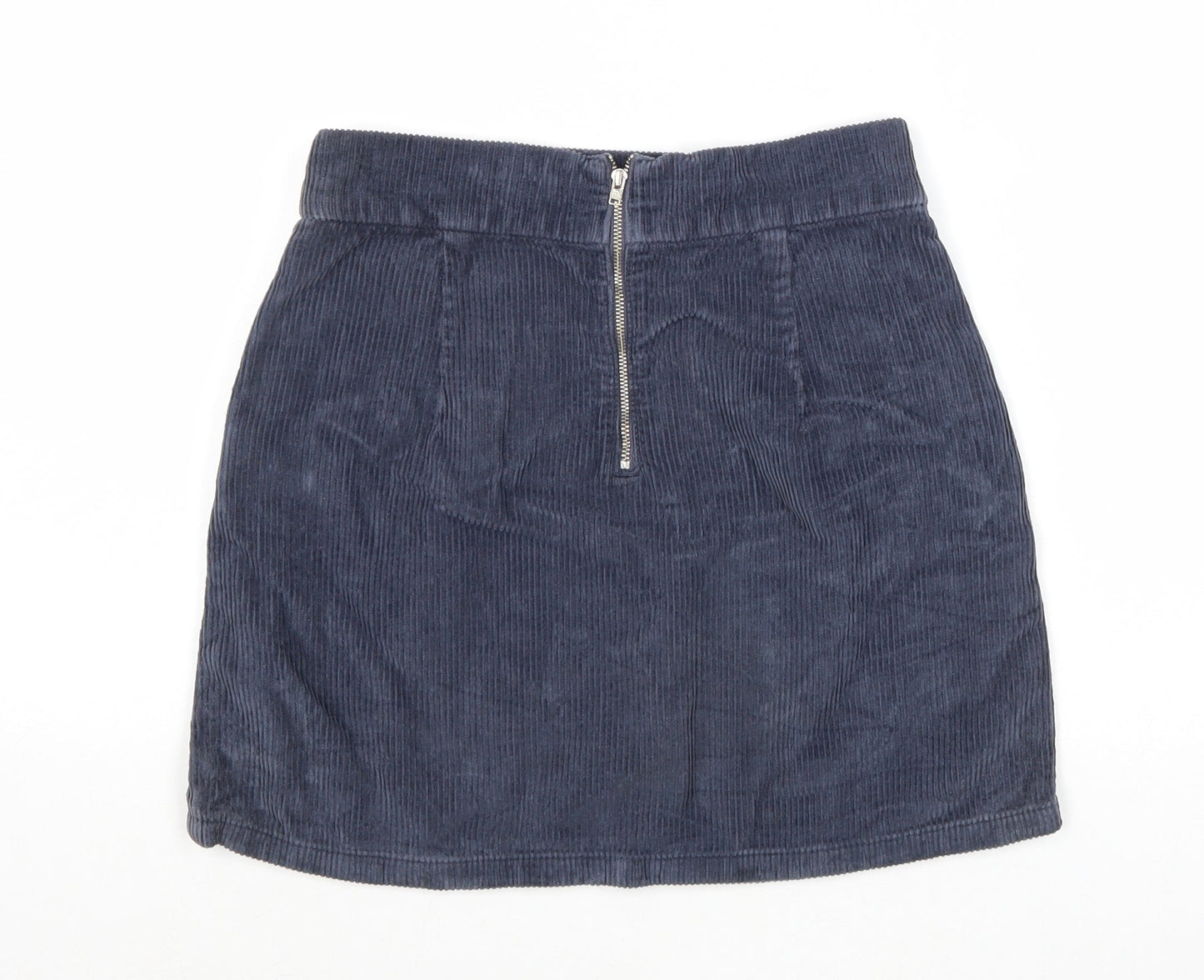 Topshop Womens Blue Cotton A-Line Skirt Size 26 in Zip