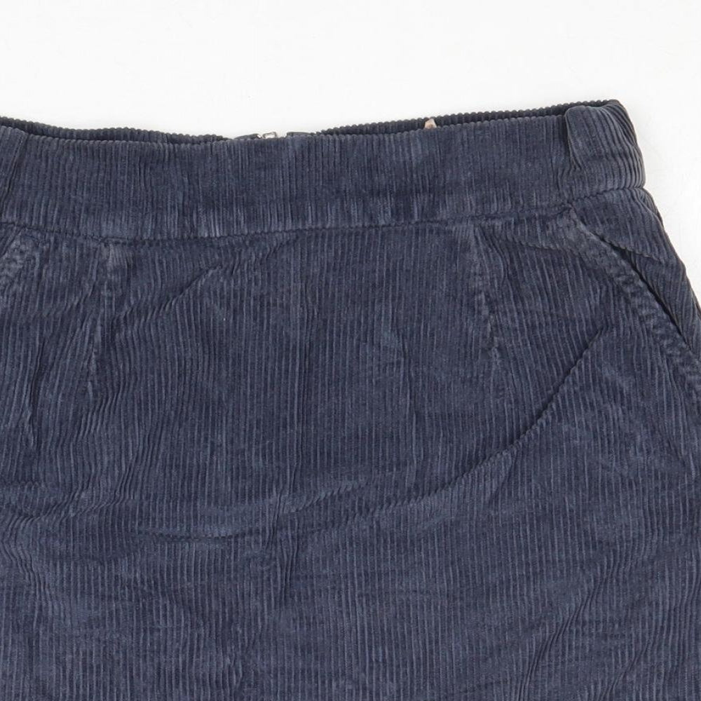 Topshop Womens Blue Cotton A-Line Skirt Size 26 in Zip