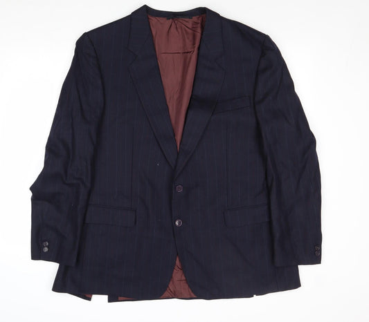 Hornes Mens Blue Striped Wool Jacket Suit Jacket Size 44 Regular