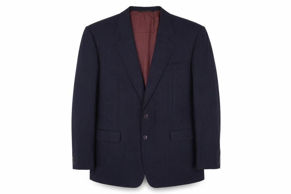 Hornes Mens Blue Striped Wool Jacket Suit Jacket Size 44 Regular