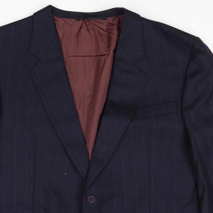 Hornes Mens Blue Striped Wool Jacket Suit Jacket Size 44 Regular