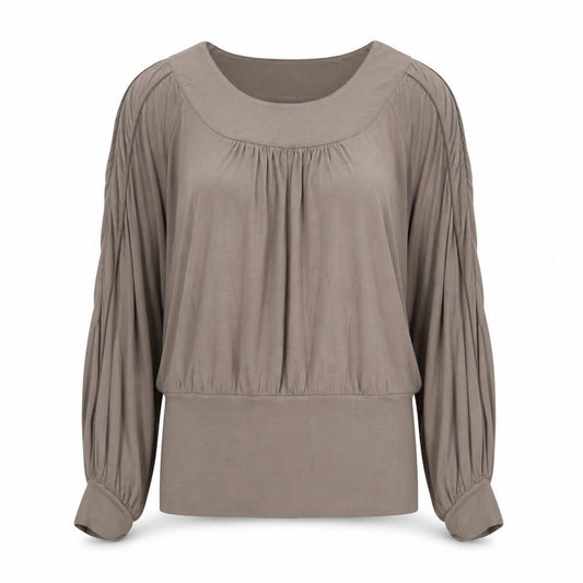 Part Two Womens Grey Viscose Basic Blouse Size L Scoop Neck