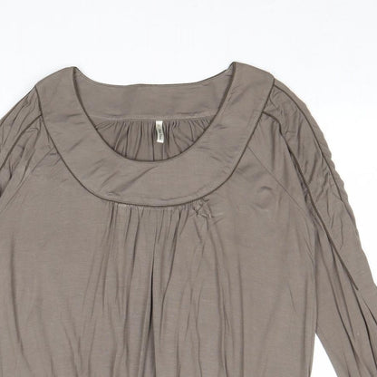Part Two Womens Grey Viscose Basic Blouse Size L Scoop Neck
