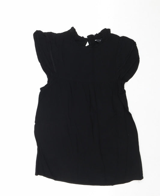 New Look Womens Black Viscose Basic Blouse Size 6 Mock Neck