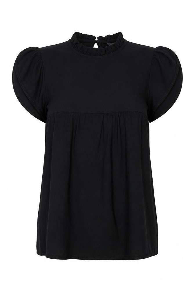 New Look Womens Black Viscose Basic Blouse Size 6 Mock Neck