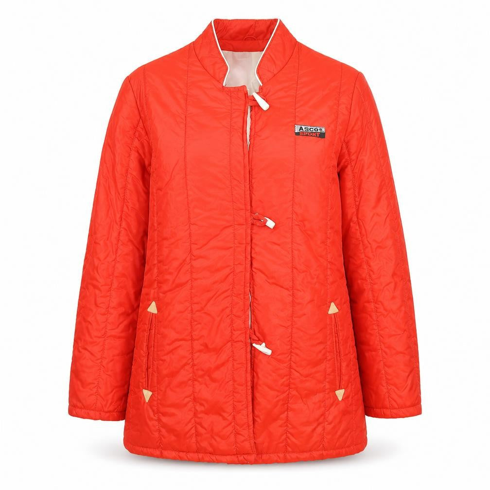 Ascot Sport Womens Red Quilted Jacket Size 12 Toggle