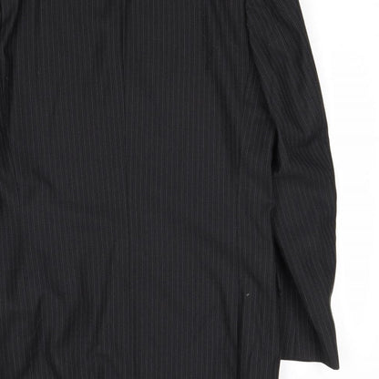 Preworn Mens Black Striped Wool Jacket Suit Jacket Size 40 Regular