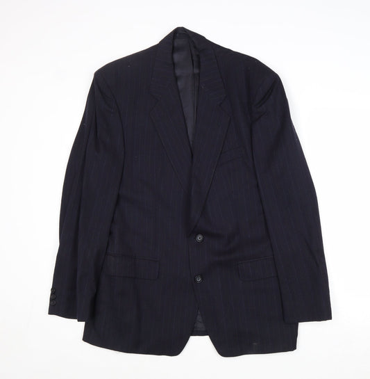 Marks and Spencer Mens Blue Striped Wool Jacket Suit Jacket Size 40 Regular