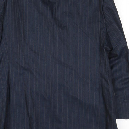 Preworn Mens Blue Striped Wool Jacket Suit Jacket Size 44 Regular