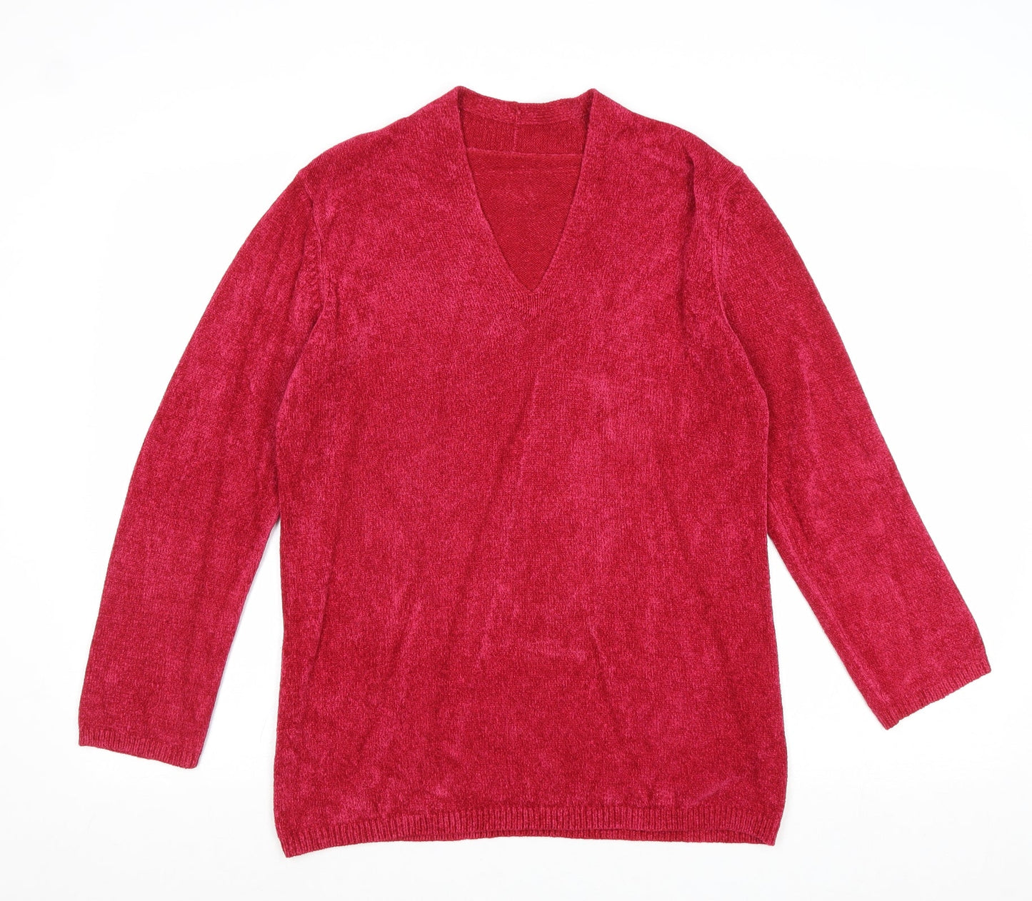 Marks and Spencer Womens Pink V-Neck Viscose Pullover Jumper Size 10