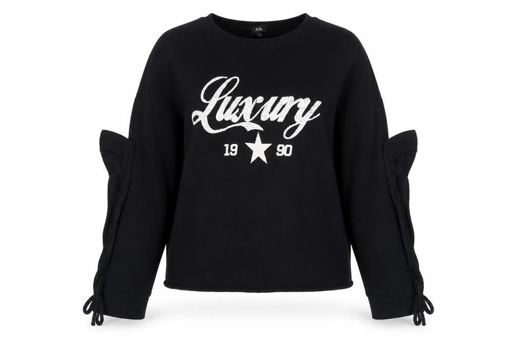 River Island Womens Black 100% Cotton Pullover Sweatshirt Size S Pullover - Cold Shoulder