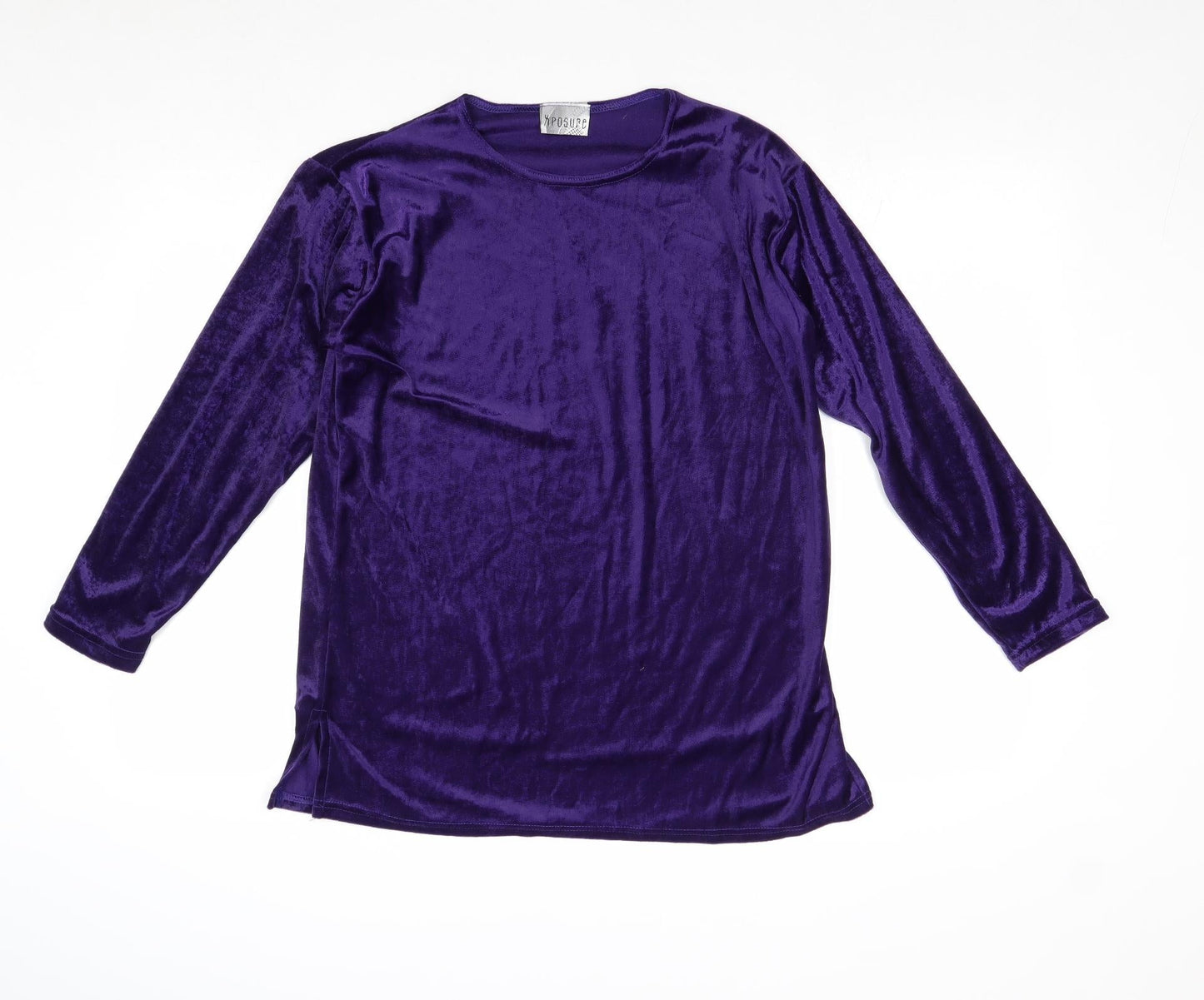 Xposure Womens Purple Polyester Basic Blouse Size S Round Neck