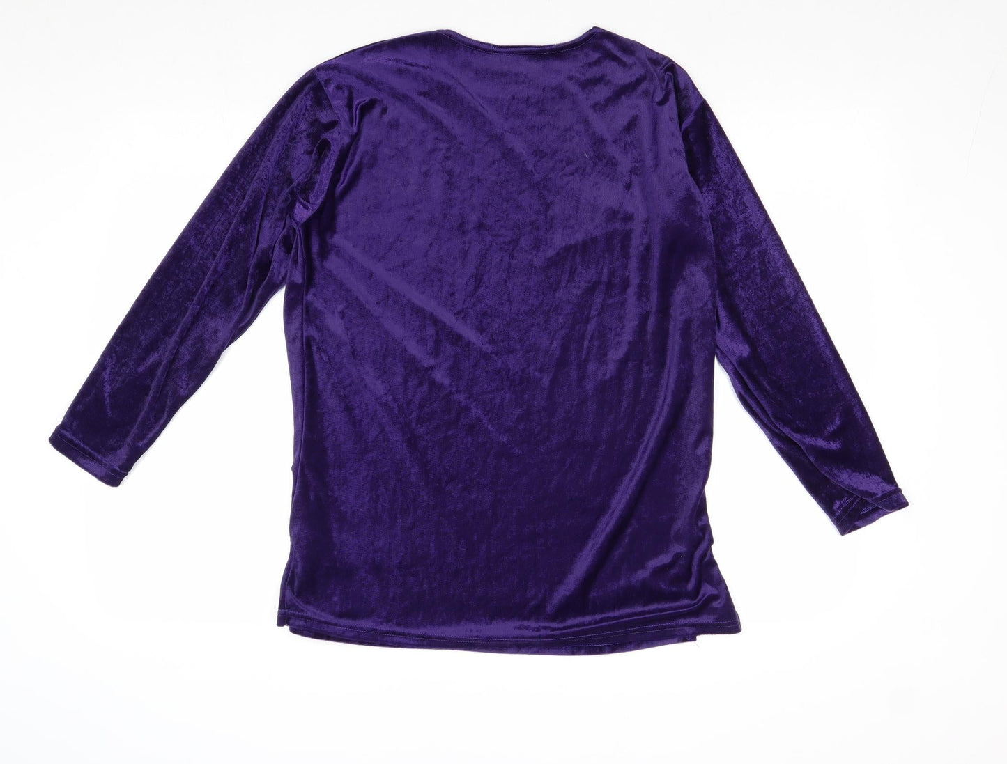 Xposure Womens Purple Polyester Basic Blouse Size S Round Neck
