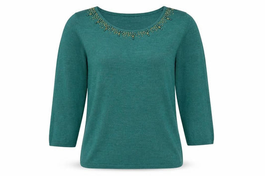 Marks & Spencer Womens Green Round Neck Acrylic Pullover Jumper Size 10