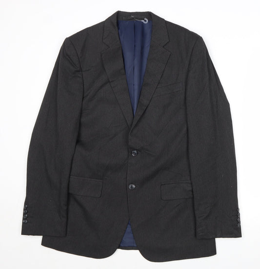 Marks and Spencer Mens Grey Striped Polyester Jacket Suit Jacket Size 38 Regular