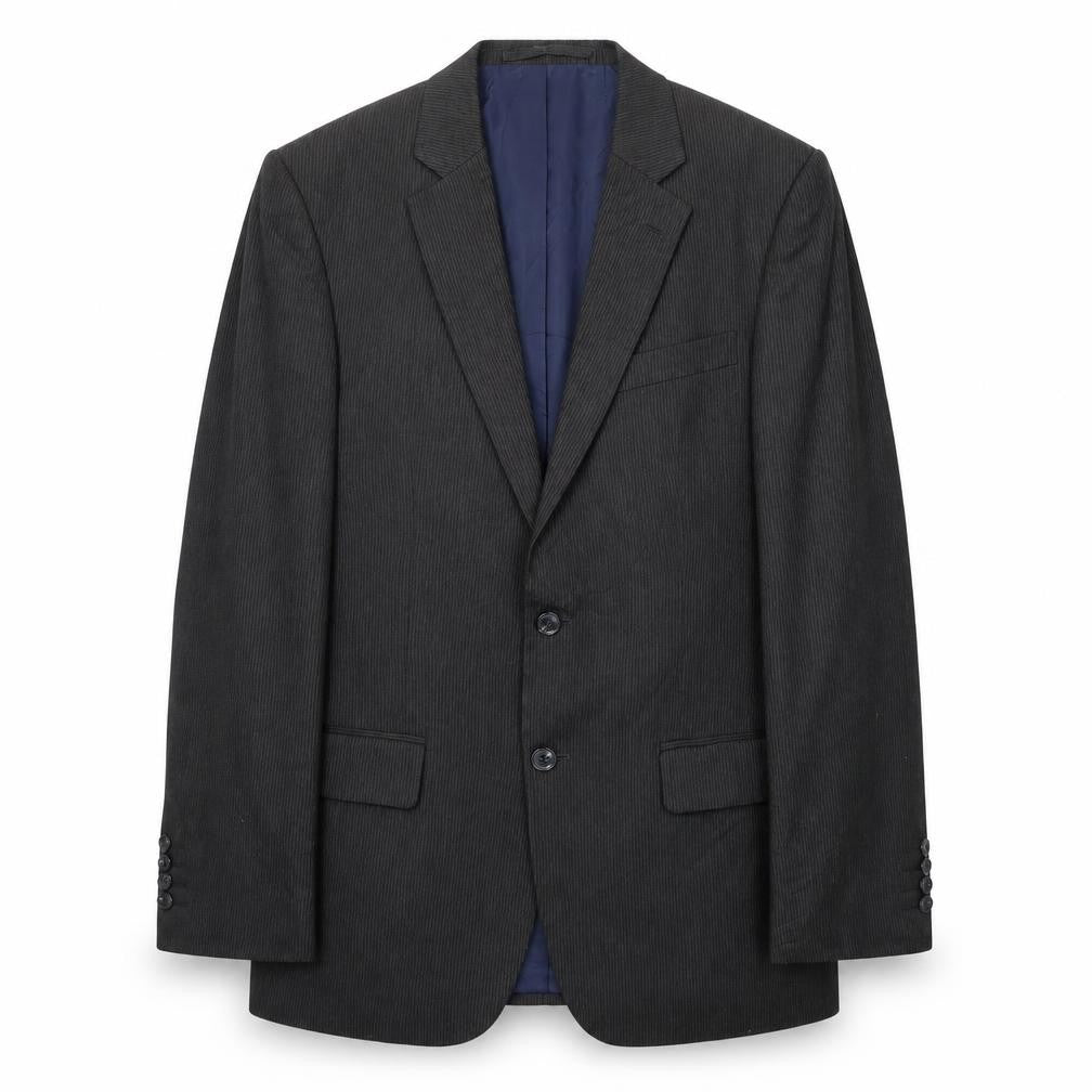 Marks & Spencer Mens Grey Striped Polyester Jacket Suit Jacket Size 38 Regular