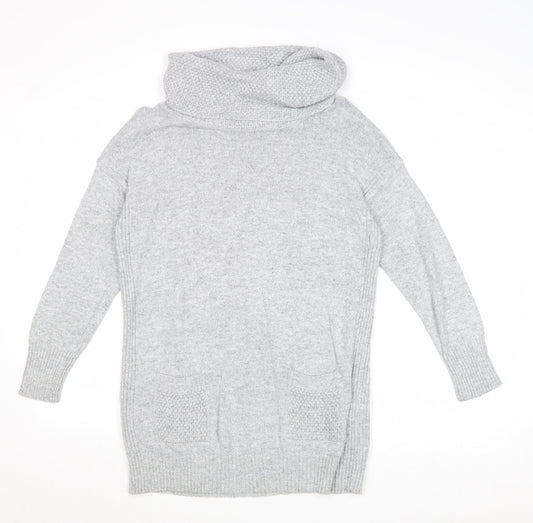 M&Co Womens Grey Roll Neck Cotton Pullover Jumper Size 14