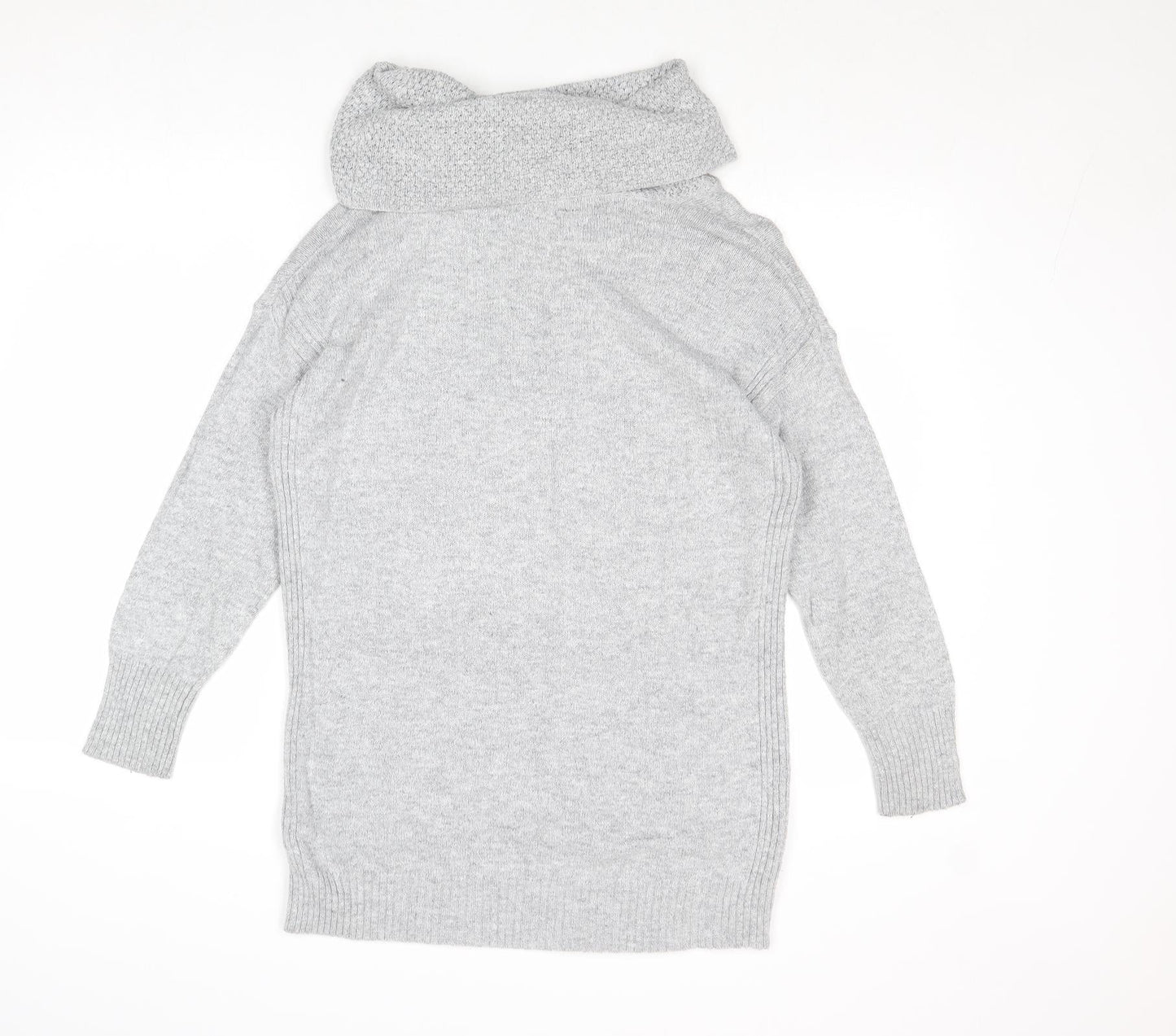 M&Co Womens Grey Roll Neck Cotton Pullover Jumper Size 14
