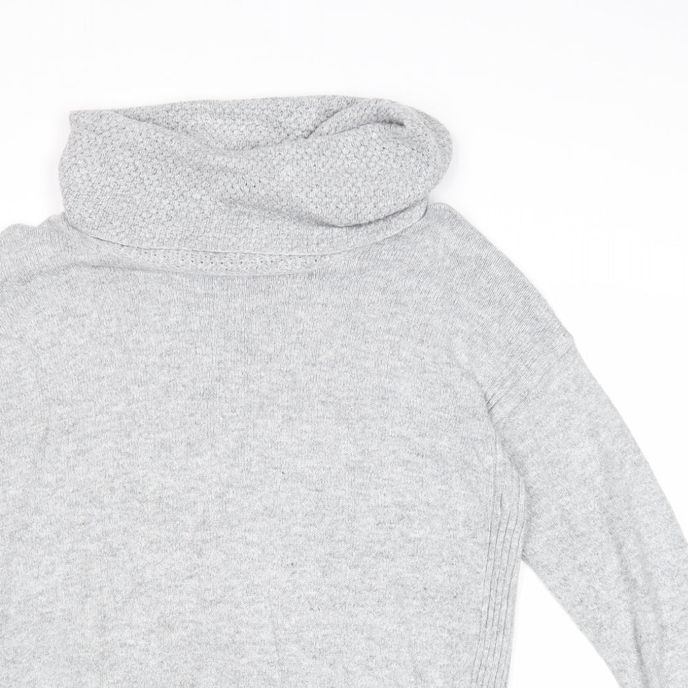 M&Co Womens Grey Roll Neck Cotton Pullover Jumper Size 14