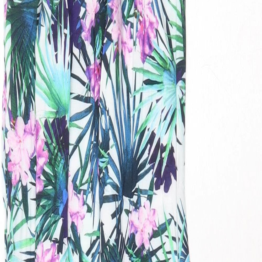 New Look Womens Green Floral Viscose Maxi Size 6 Square Neck Pullover