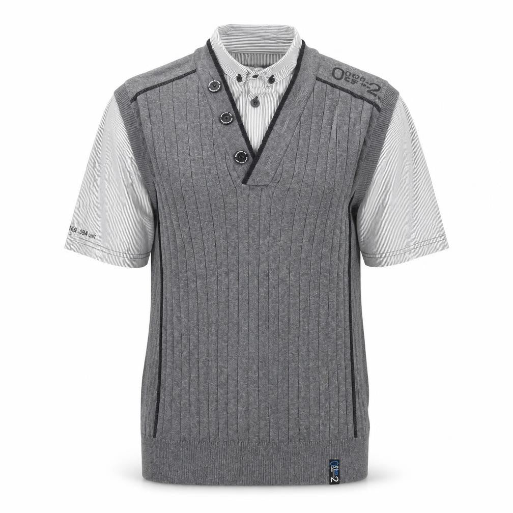 NEXT Mens Grey Collared Cotton Pullover Jumper Size S Short Sleeve