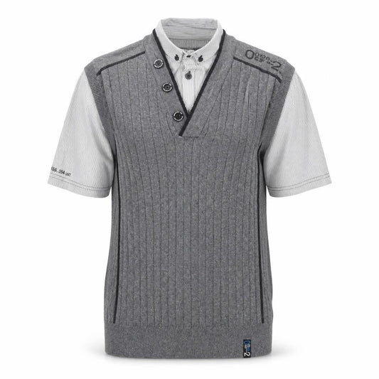 Next Mens Grey Collared Cotton Pullover Jumper Size S Short Sleeve