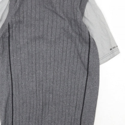 Next Mens Grey Collared Cotton Pullover Jumper Size S Short Sleeve