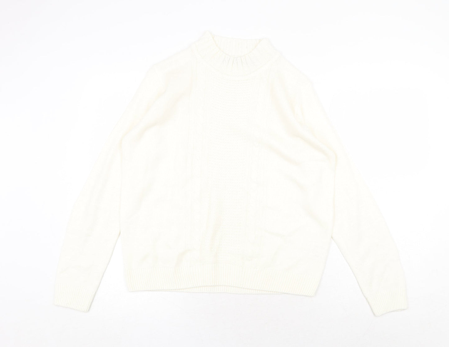 EWM Womens White Round Neck Acrylic Pullover Jumper Size 14 - Size 14-16