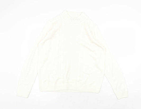 EWM Womens White Round Neck Acrylic Pullover Jumper Size 14 - Size 14-16