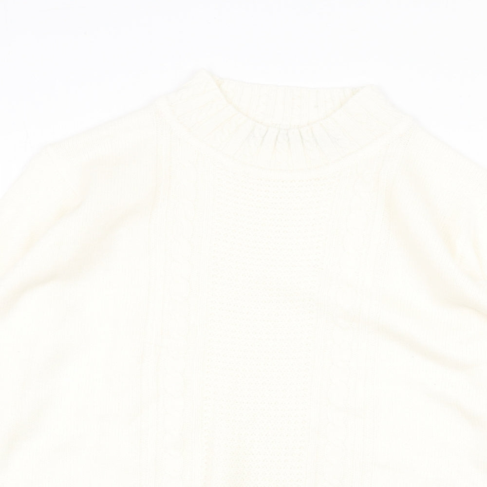 EWM Womens White Round Neck Acrylic Pullover Jumper Size 14 - Size 14-16