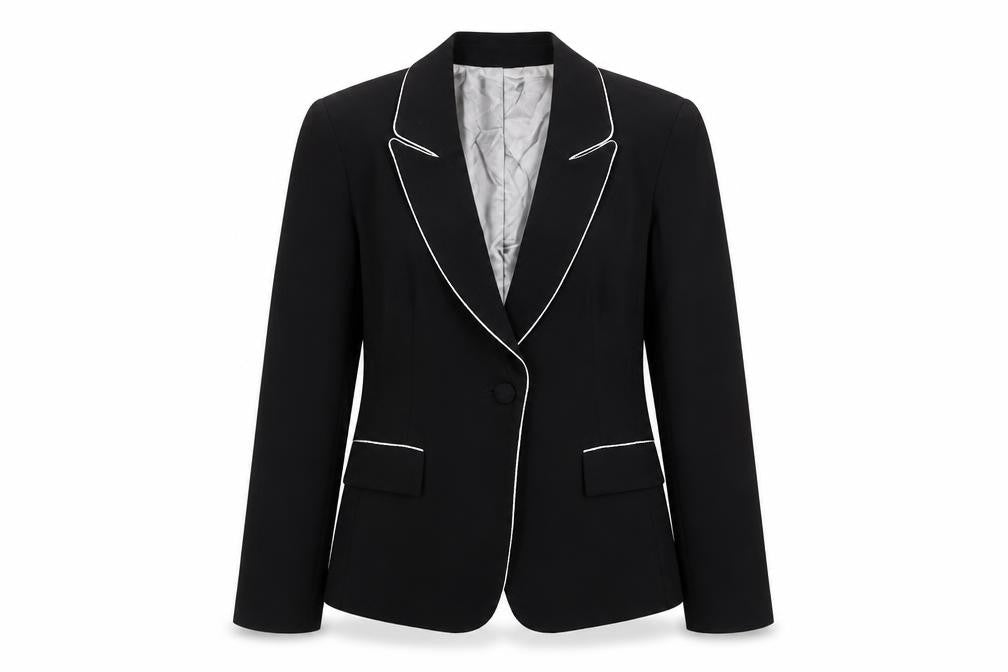 Tuchuzy Womens Black Polyester Jacket Blazer Size 14 Button