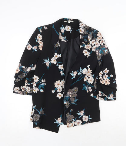 Peacocks Womens Black Floral Jacket Blazer Size 8