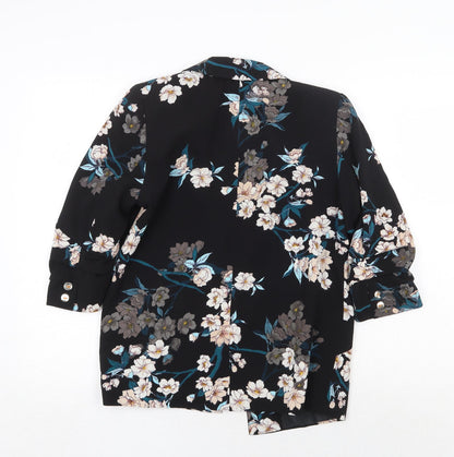 Peacocks Womens Black Floral Jacket Blazer Size 8