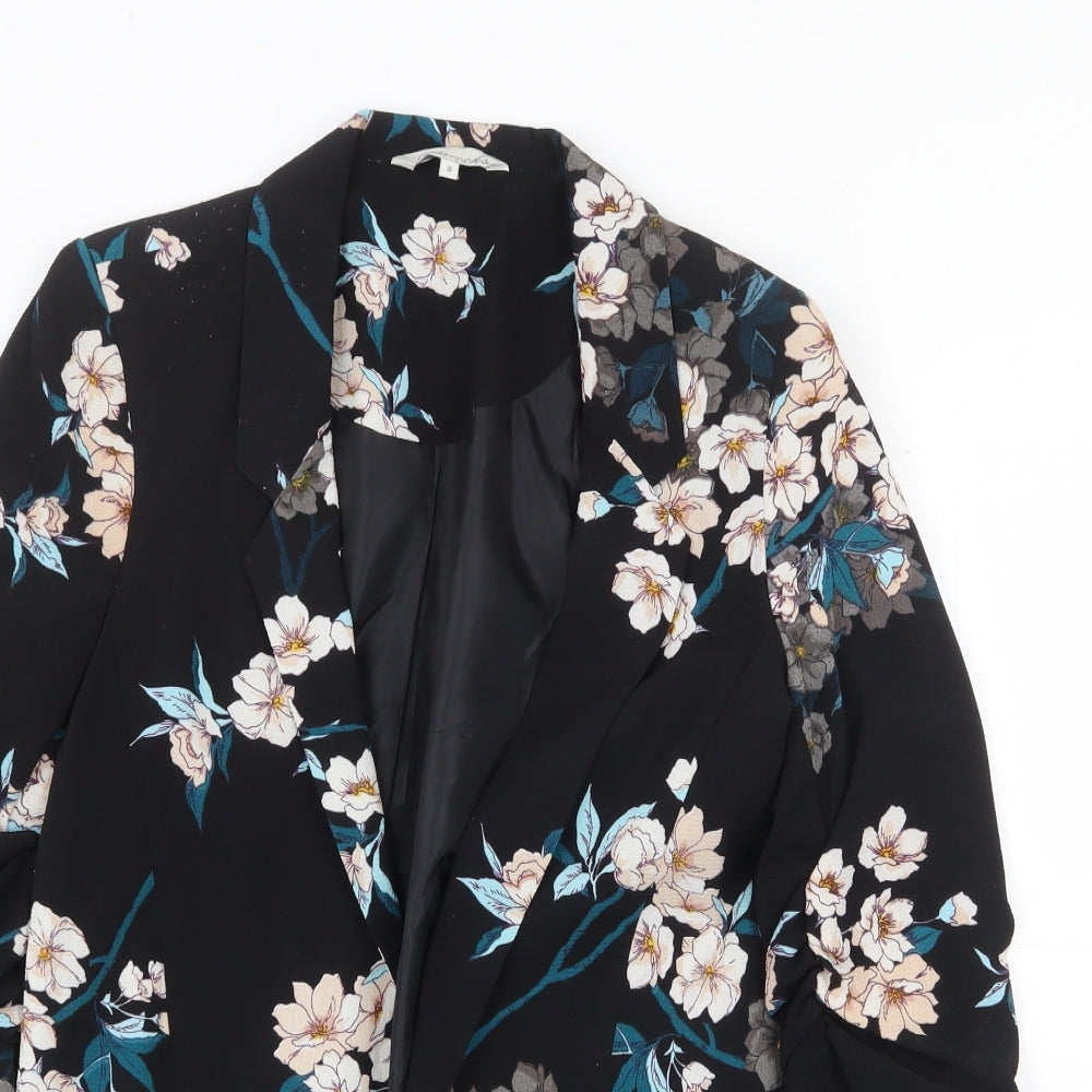 Peacocks Womens Black Floral Jacket Blazer Size 8