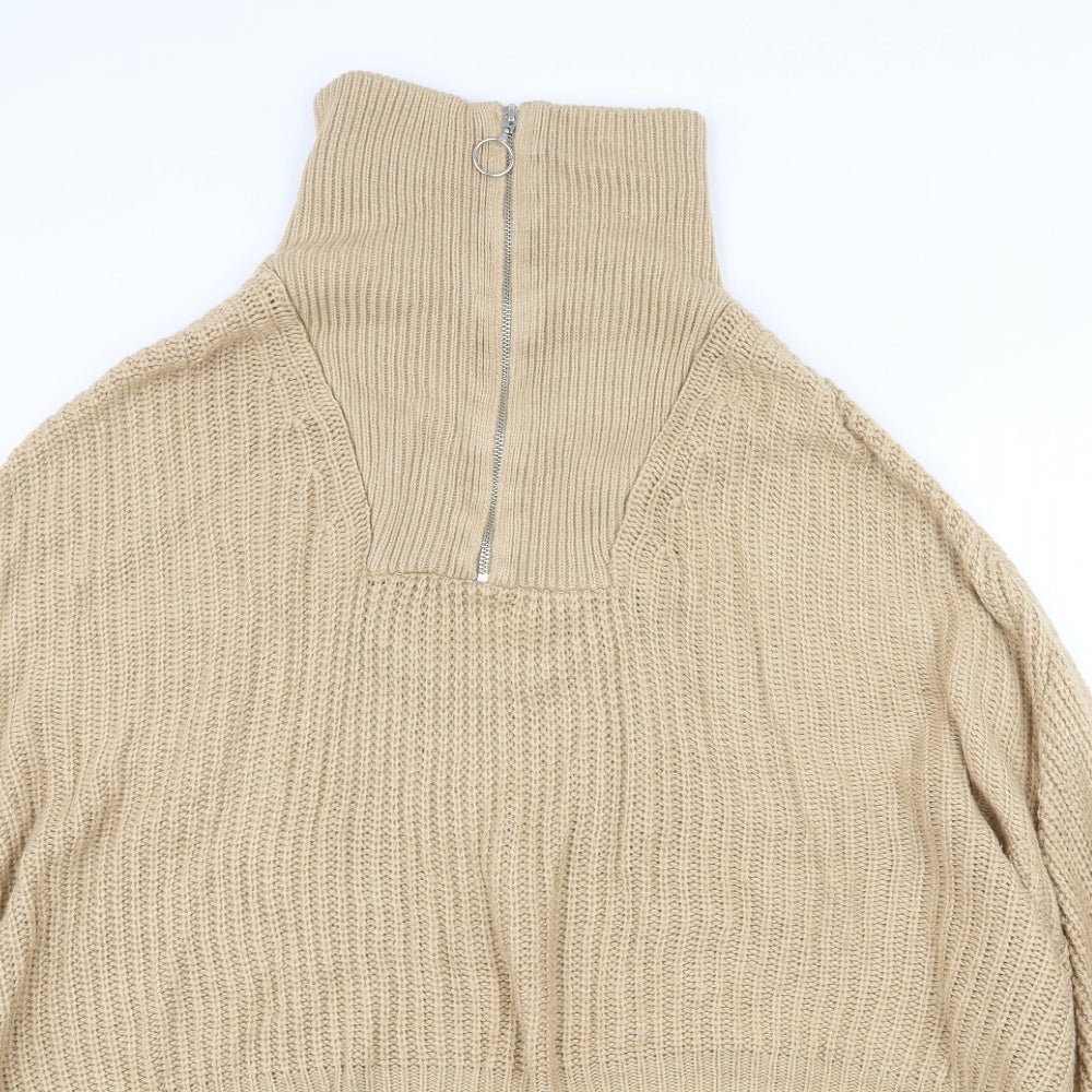 New Look Womens Beige High Neck Acrylic Pullover Jumper Size L