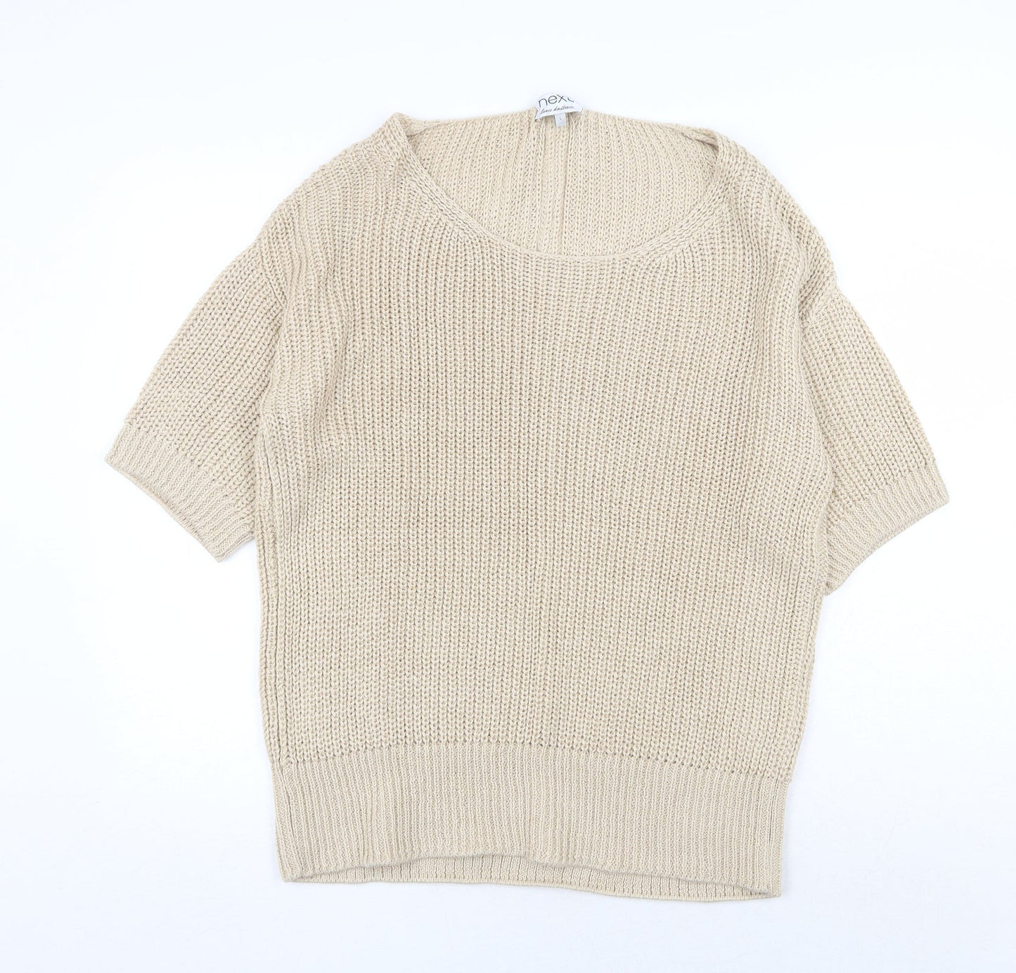 NEXT Womens Beige Scoop Neck Acrylic Pullover Jumper Size L