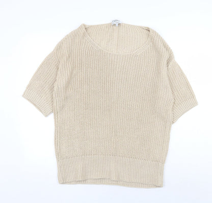 Next Womens Beige Scoop Neck Acrylic Pullover Jumper Size L