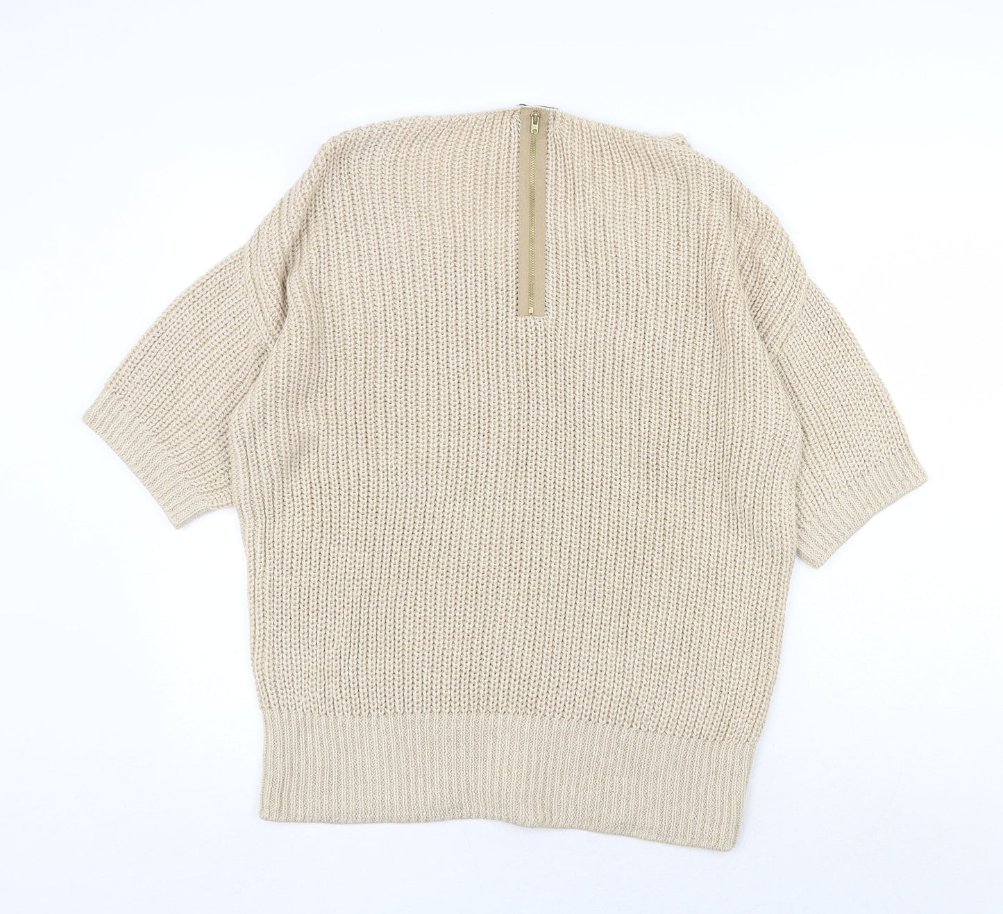NEXT Womens Beige Scoop Neck Acrylic Pullover Jumper Size L