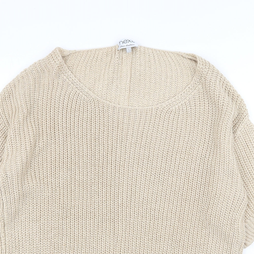 NEXT Womens Beige Scoop Neck Acrylic Pullover Jumper Size L