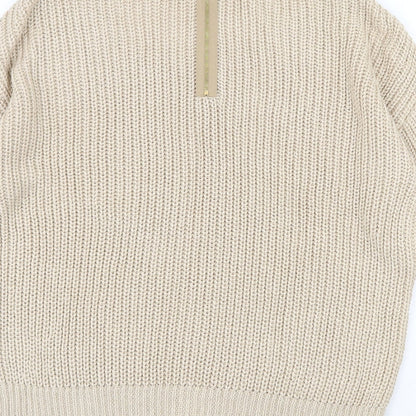 Next Womens Beige Scoop Neck Acrylic Pullover Jumper Size L