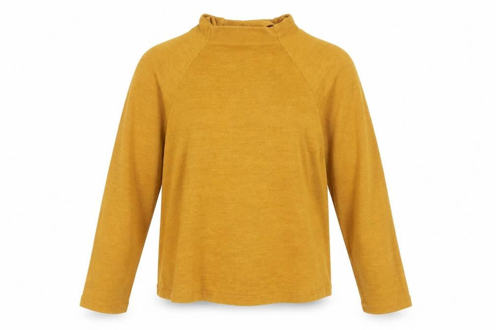 H&M Womens Yellow Viscose Basic T-Shirt Size S High Neck