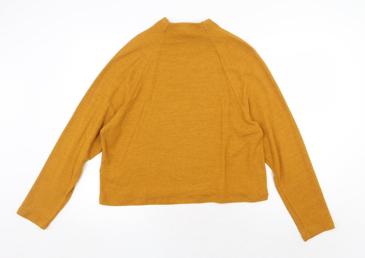 H&M Womens Yellow Viscose Basic T-Shirt Size S High Neck