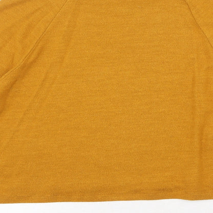 H&M Womens Yellow Viscose Basic T-Shirt Size S High Neck