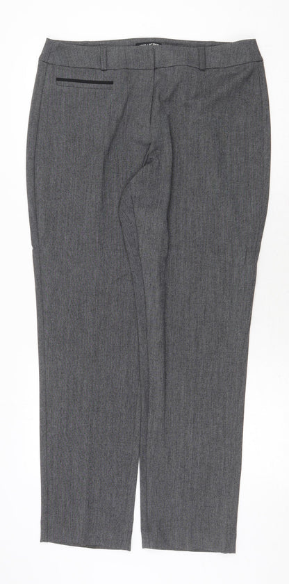 Debenhams Womens Grey Polyester Trousers Size 34 in Regular Zip