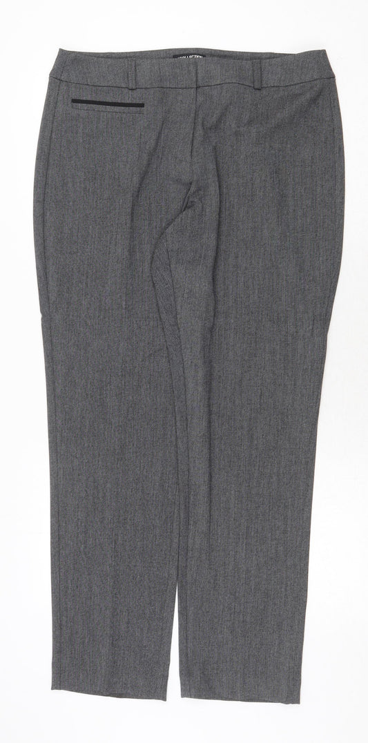 Debenhams Womens Grey Polyester Trousers Size 34 in Regular Zip