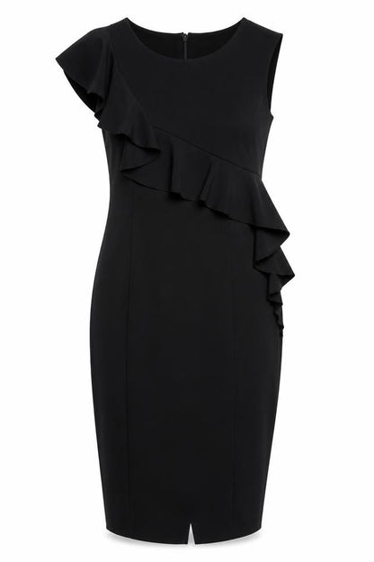 Next Womens Black Polyester A-Line Size 6 Round Neck Zip