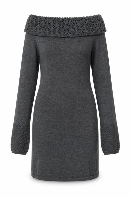 Body Flirt Womens Grey Acrylic Jumper Dress Size 6 Roll Neck Pullover